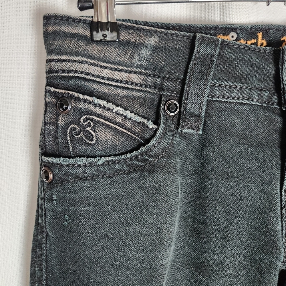 Rock Revival Amy Skinny Studded Distressed Black Jeans Size 27 - Picture 2 of 7